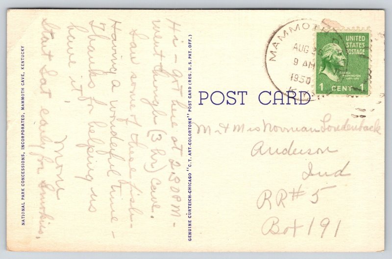 Kentucky~Mammoth Cave~Underground Echo River~Blind Fish~Linen 1950 Postcard