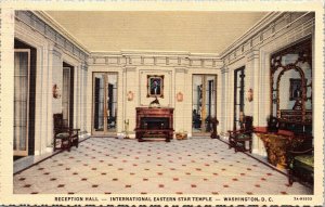 International Eastern Star Temple Reception Hall Washington DC Linen Postcard 