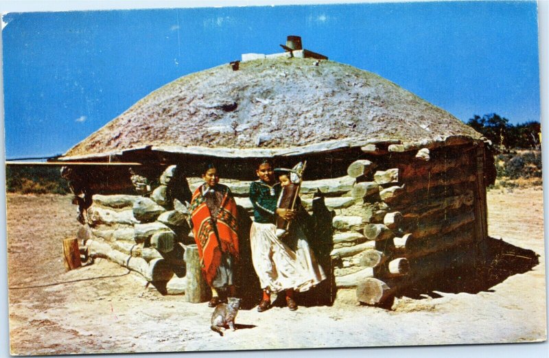 postcard Navajo Indians and their Hogan