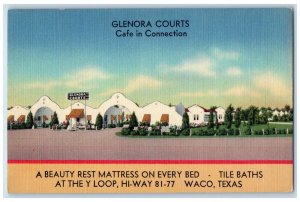 Glenora Courts Cafe In Connection Road Side Waco Texas TX Vintage Postcard 