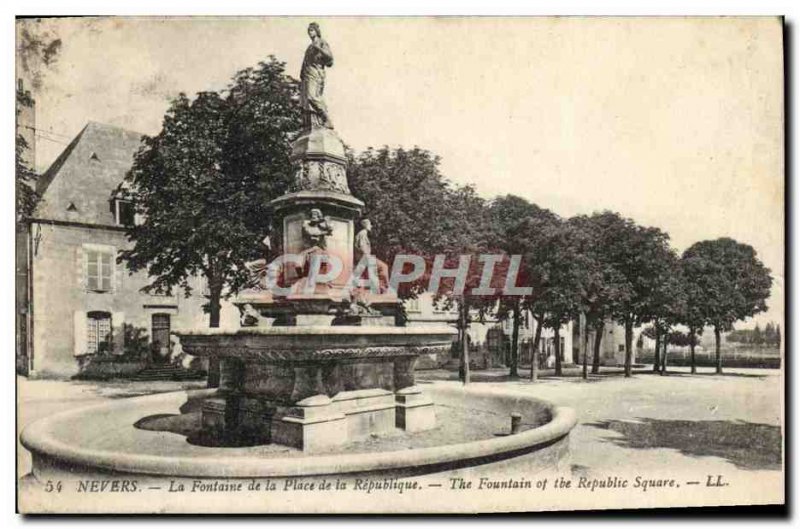 Old Postcard Nevers Fountain Place de la Republique