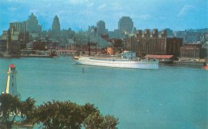 Montreal Canada Skyline & Canadian Pacific Ocean Liner Vintage Chrome Postcard