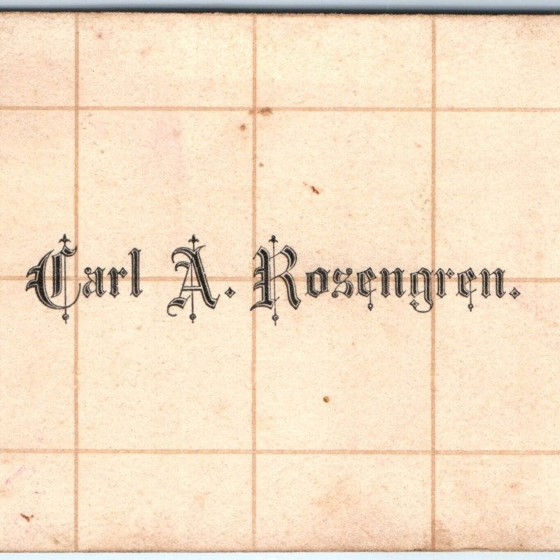 c1880s Carl Rosengren Name Calling Trade Card Simple Tiling Visiting Type C1