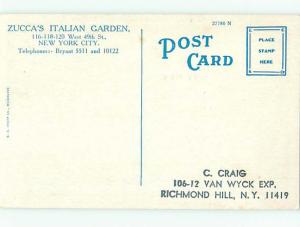 Unused W-Border ZUCCA'S RESTAURANT New York City NY hs5036