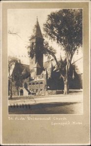 Springfield Mass MA St Pauls Universalist Church Vintage Real Photo Postcard