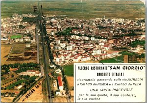 Albergo Restaurant San Giorgio Grosseto Italy Postcard Aerial View 1964