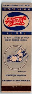 Pepsi Cola Matchbook Cover Walt Disney No 20 Flying Bee Boxing Glove Squad 1940s