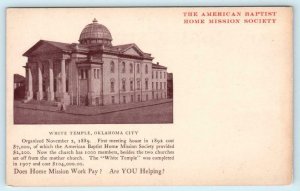 OKLAHOMA CITY, OK ~ WHITE TEMPLE American Baptist Home Mission Society Postcard