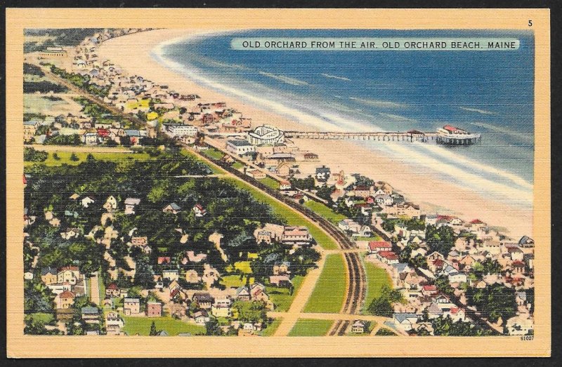 Old Orchard Beach birdseye view Old Orchard Beach Maine Unused c1930s