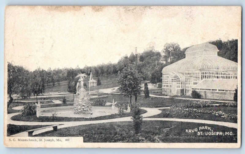 St. Joseph Missouri Postcard Krug Park Exterior Building c1905 Vintage Antique