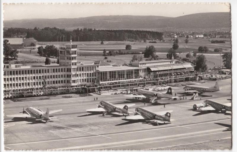 Switzerland; Zurich Airport Terminal Building & Airliners RP PPC, 1954 PMK