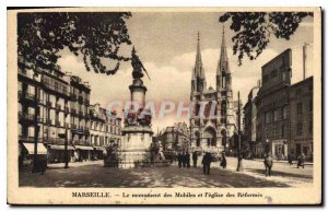 Old Postcard Marseille The monument of Mobile and the church of Reforms