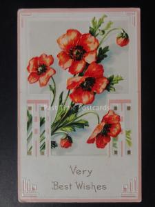 Poppies POPPIES BEST WISHES c1910 Old American Embossed Postcard