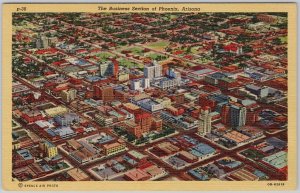 Vintage 1940s Phoenix Arizona Business District Lithograph Postcard H81
