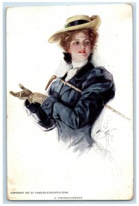 1908 Pretty Woman Cowgirl Hat Hartford Connecticut CT Posted Antique Postcard