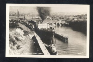 RPPC SEATTLE WASHINGTON BOAT DOCKS LARGE SHIPS REAL PHOTO POSTCARD