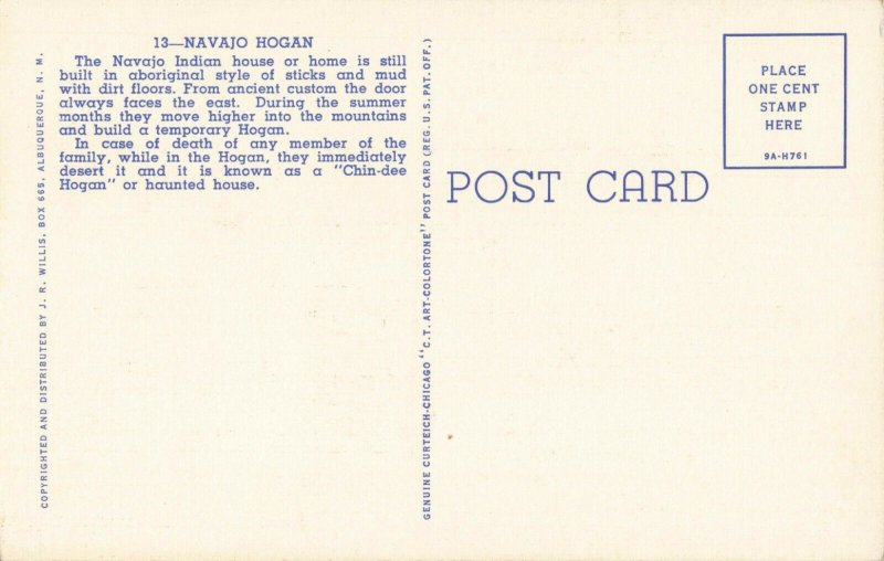 Postcard Navajo Hogan New Mexico