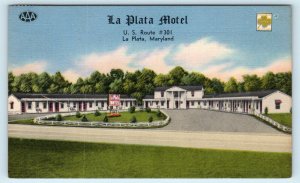 LA PLATA, MD Maryland~LA PLATA MOTEL 1954 Linen Charles County Roadside Postcard