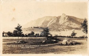 H46/ Boulder Colorado RPPC Postcard c1920s Flat Irons Bear Mt Chautauqua