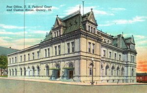 Quincy Illinois IL US Federal Court Custom House Vintage Postcard 