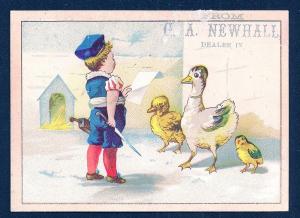 VICTORIAN TRADE CARDS (5) GA Newhall Children w/Animals