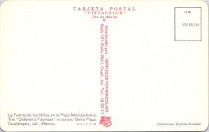 2~ca1950's Postcards Guadalajara Mexico AERIAL VIEW & PLAZA CHILDREN'S FOUNTAIN