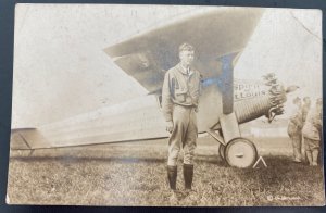 Mint Real Picture Postcard Early Aviation Lindbergh And The Spirit Of St Louis