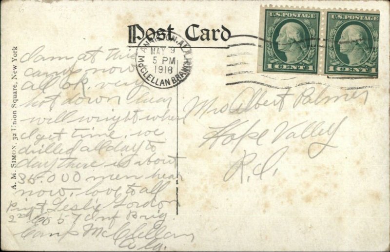 Anniston AL Camp McClellan Mess Shacks Used 1918 WWI Postcard