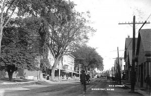 Bucksport ME in 1915 Main Street Old Cars Store Storefronts Real Photo Postcard