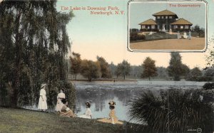 The Lake Downing Park Newburgh New York 1910 postcard