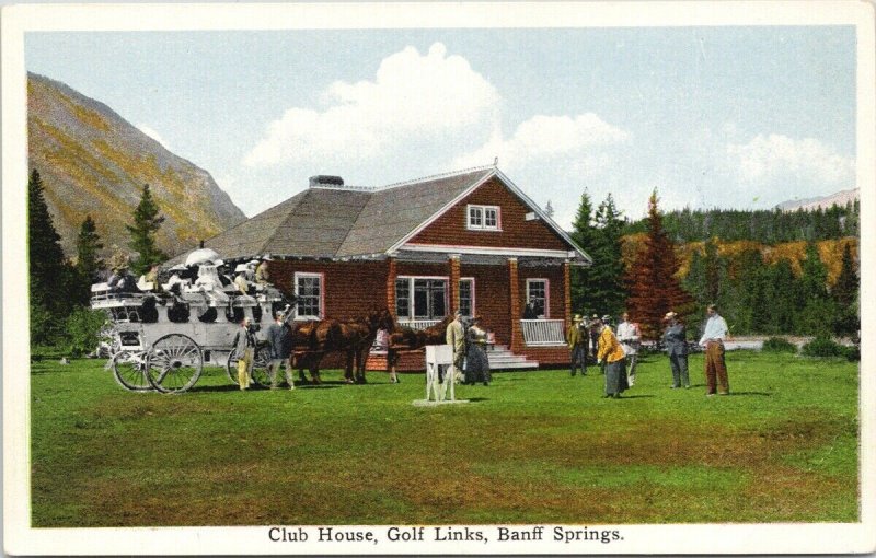 Club House Golf Links Banff Springs Alberta AB Golfers Carriage Postcard G41