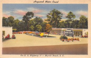 MYRTLE BEACH SOUTH CAROLINA~HARRY H HAYWOOD MOTOR COURT POSTCARD 1952
