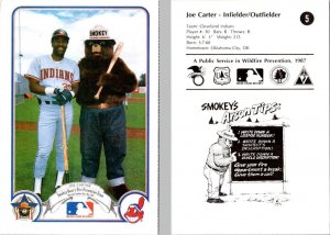 MLB & Smokey The Bear JOE CARTER Cleveland Indians Baseball Player 4X6 Postcard