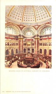 READING ROOM IN ROTUNDA LIBRARY OF CONGRESS WASHINGTON D.C. POSTCARD (c. 1900)