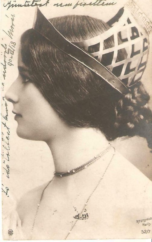 CI01025 artist signed reutlinger art nouveau glamour women vintage hairstyle