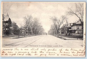 1906 Albany New York Vintage Postcard Madison Avenue Lake Ave. Streetcar Trolley