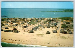 1959 DEWEY BEACH DE AERIAL VIEW OCEAN & BAY COTTAGES SHORELINE VINTAGE POSTCARD