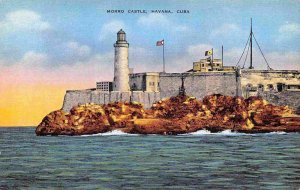 Morro Castle Lighthouse Havana Cuba linen postcard