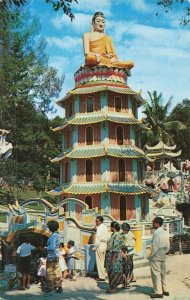 1959 Singapore Tiger Balm Garden Buddha Pagoda Postcard Posted