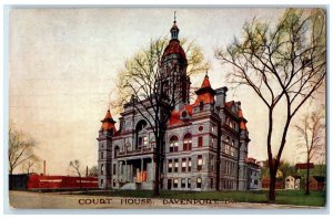 1911 Court House Davenport Iowa IA, Advertising Newspaper Salesman Postcard