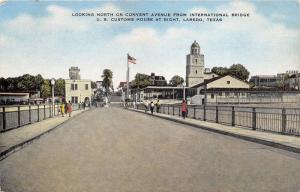 Laredo Texas~Convent Avenue @ Internat'l Bridge~People~US Customs~Hotel~Postcard