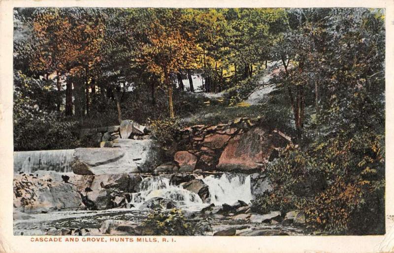 Hunts Mills Rhode Island birds eye view cascade and grove antique pc Z13656