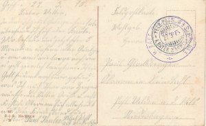 B572 Germany Easter greetings postcard landscape bell silhouette and flags 1915