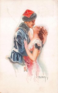 BEAUTIFUL WOMAN GLAMOUR ROMANCE HUNGARY ARTIST SIGNED USUBAL POSTCARD 1919