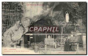 Old Postcard Lourdes Grotto Interior Of Miraculous