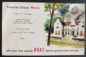 Mint British Overseas Airways Tourist class Menu Postcard