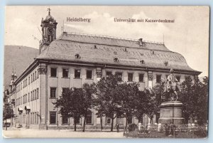 Heidelberg Germany Postcard University With Imperial Monument c1910 Antique