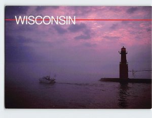 Postcard Algoma Harbor, Lake Michigan, Wisconsin