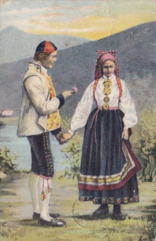 Norway Young Couple In Traditional Costume 1907