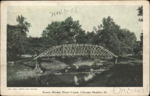 Chicago Heights Illinois IL Rustic Bridge Thorn Creek Vintage Postcard